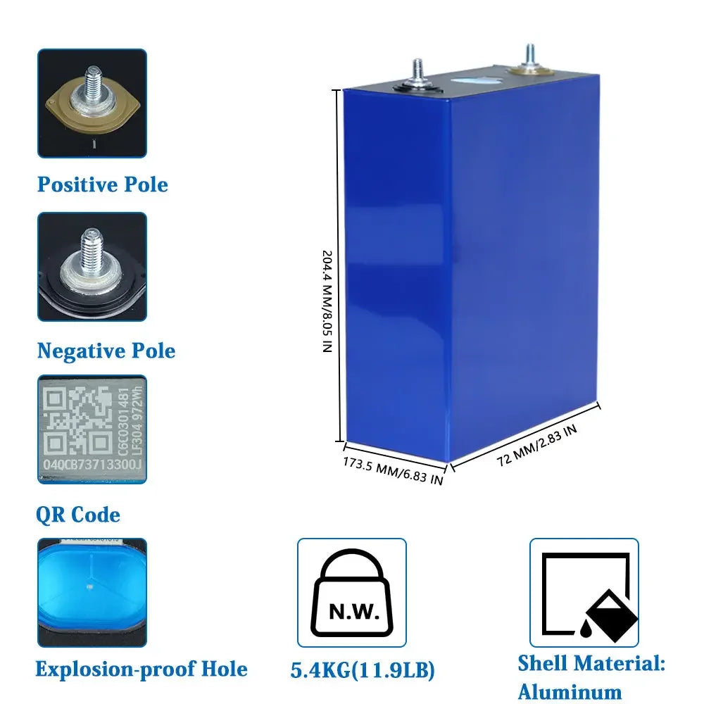 EVE 304Ah LiFePO4 Battery Cells - Brand New Grade A with QR Code ...
